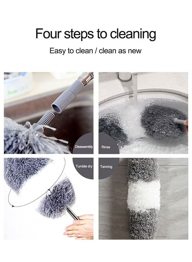 Haidue 11PCS Extendable Microfiber Duster Kit, 80-250cm Telescoping Cleaning Duster with Bendable Head, Washable Dust Brush for Ceiling Fan, Blinds, Furniture, Cobwebs, Car Interior - Reusable Dusting Tools for Home & Office - Image 5